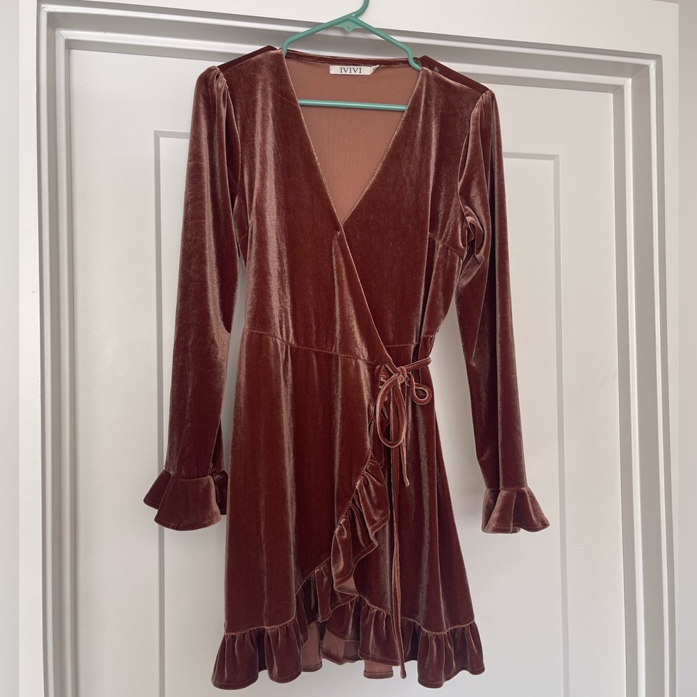 Crushed Velvet Wrap Dress